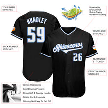 Load image into Gallery viewer, Custom Black White-Light Blue Authentic Baseball Jersey