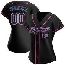 Load image into Gallery viewer, Custom Black Black-Pink Authentic Baseball Jersey