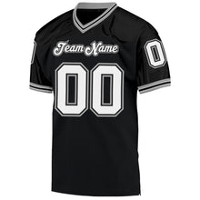 Load image into Gallery viewer, Custom Black White-Gray Mesh Authentic Throwback Football Jersey
