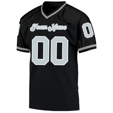 Load image into Gallery viewer, Custom Black Silver-White Mesh Authentic Throwback Football Jersey