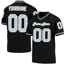 Load image into Gallery viewer, Custom Black Silver-White Mesh Authentic Throwback Football Jersey