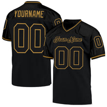 Load image into Gallery viewer, Custom Black Black-Old Gold Mesh Authentic Throwback Football Jersey