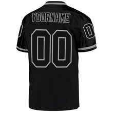 Load image into Gallery viewer, Custom Black Black-Gray Mesh Authentic Throwback Football Jersey