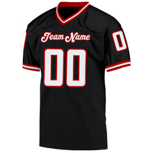 Load image into Gallery viewer, Custom Black White-Red Mesh Authentic Throwback Football Jersey