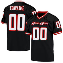 Load image into Gallery viewer, Custom Black White-Red Mesh Authentic Throwback Football Jersey