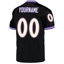 Load image into Gallery viewer, Custom Black White-Purple Mesh Authentic Throwback Football Jersey