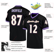 Load image into Gallery viewer, Custom Black White-Purple Mesh Authentic Throwback Football Jersey