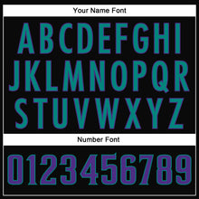 Load image into Gallery viewer, Custom Black Purple-Aqua Mesh Authentic Throwback Football Jersey