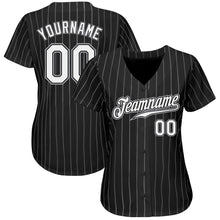 Load image into Gallery viewer, Custom Black White Pinstripe White-Gray Authentic Baseball Jersey