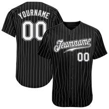 Load image into Gallery viewer, Custom Black White Pinstripe White-Gray Authentic Baseball Jersey