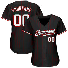 Load image into Gallery viewer, Custom Black Red Pinstripe White-Red Authentic Baseball Jersey