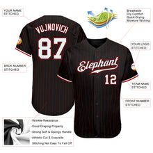 Load image into Gallery viewer, Custom Black Red Pinstripe White-Red Authentic Baseball Jersey