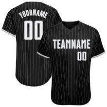 Load image into Gallery viewer, Custom Black Gray Pinstripe White-Gray Authentic Baseball Jersey