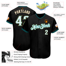 Load image into Gallery viewer, Custom Black White-Teal Authentic Baseball Jersey