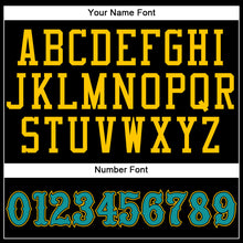 Load image into Gallery viewer, Custom Black Teal-Gold Authentic Baseball Jersey