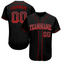 Load image into Gallery viewer, Custom Black Red-Gray Authentic Drift Fashion Baseball Jersey