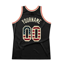 Load image into Gallery viewer, Custom Black Vintage USA Flag-Cream Authentic Throwback Basketball Jersey