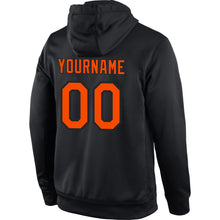 Load image into Gallery viewer, Custom Stitched Black Orange Sports Pullover Sweatshirt Hoodie