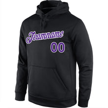 Load image into Gallery viewer, Custom Stitched Black Purple-White Sports Pullover Sweatshirt Hoodie