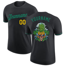 Load image into Gallery viewer, Custom Black Kelly Green-Gold Skull Pineapple Head Performance T-Shirt