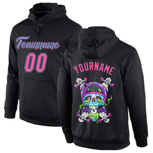 Load image into Gallery viewer, Custom Stitched Black Pink-Light Blue 3D Skull Fashion Sports Pullover Sweatshirt Hoodie