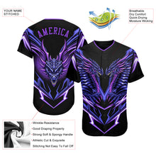 Load image into Gallery viewer, Custom Black Purple 3D Monster Authentic Baseball Jersey