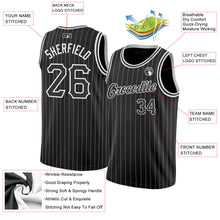 Load image into Gallery viewer, Custom Black White Pinstripe Black-White Authentic Basketball Jersey