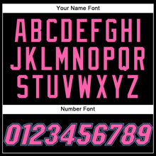 Load image into Gallery viewer, Custom Black White Pinstripe Pink-Light Blue Authentic Basketball Jersey