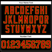 Load image into Gallery viewer, Custom Black Red Pinstripe Red-Gold Authentic Basketball Jersey