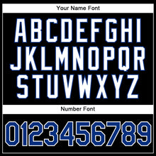 Load image into Gallery viewer, Custom Black White Pinstripe Royal-White Authentic Basketball Jersey