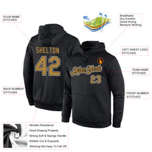Load image into Gallery viewer, Custom Stitched Black Old Gold-White Sports Pullover Sweatshirt Hoodie
