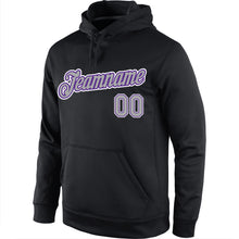 Load image into Gallery viewer, Custom Stitched Black Gray-Purple Sports Pullover Sweatshirt Hoodie