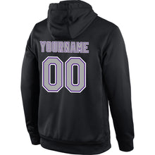 Load image into Gallery viewer, Custom Stitched Black Gray-Purple Sports Pullover Sweatshirt Hoodie