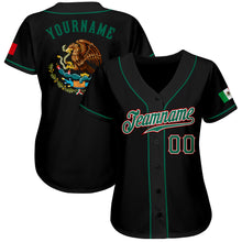 Load image into Gallery viewer, Custom Black Kelly Green-Red Authentic Mexican Flag Fashion Baseball Jersey