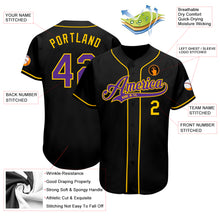 Load image into Gallery viewer, Custom Black Purple-Gold Authentic Baseball Jersey