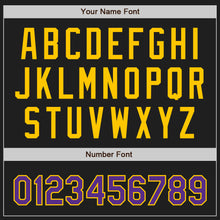 Load image into Gallery viewer, Custom Black Purple-Gold Authentic Baseball Jersey
