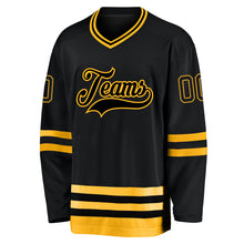 Load image into Gallery viewer, Custom Black Black-Gold Hockey Jersey