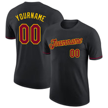 Load image into Gallery viewer, Custom Black Maroon-Gold Performance T-Shirt