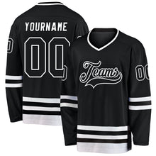 Load image into Gallery viewer, Custom Black Black-White Hockey Jersey