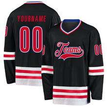 Load image into Gallery viewer, Custom Black Red-White Hockey Jersey