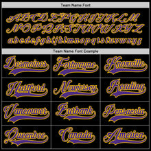Load image into Gallery viewer, Custom Black Purple-Gold Hockey Jersey