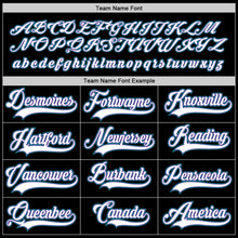 Load image into Gallery viewer, Custom Black White-Teal Hockey Jersey