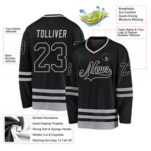 Load image into Gallery viewer, Custom Black Black-Gray Hockey Jersey