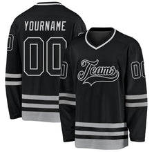 Load image into Gallery viewer, Custom Black Black-Gray Hockey Jersey