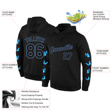 Load image into Gallery viewer, Custom Stitched Black Black-Light Blue 3D Pattern Design Butterfly Sports Pullover Sweatshirt Hoodie