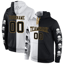 Load image into Gallery viewer, Custom Stitched Black Black-Old Gold 3D Skull Fashion Sports Pullover Sweatshirt Hoodie