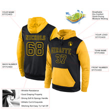 Load image into Gallery viewer, Custom Stitched Black Black-Gold Sports Pullover Sweatshirt Hoodie