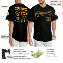 Load image into Gallery viewer, Custom Black Black-Gold Authentic Baseball Jersey