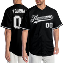 Load image into Gallery viewer, Custom Black White-Gray Authentic Baseball Jersey