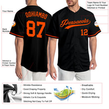 Load image into Gallery viewer, Custom Black Orange Authentic Baseball Jersey